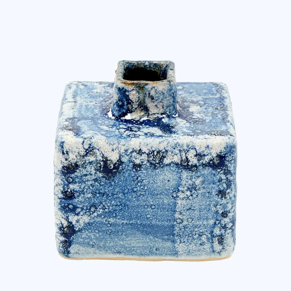 Ash Cloud Slim Square Vase, Deep Blue