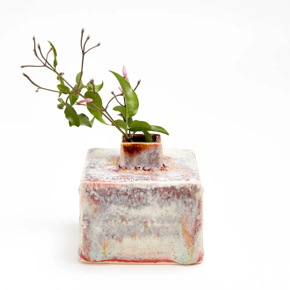 Ash Cloud Square Vase, Rose