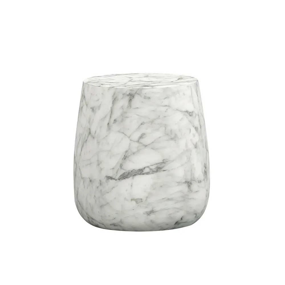Bongo Large Carrara Marble Round Side Table - White