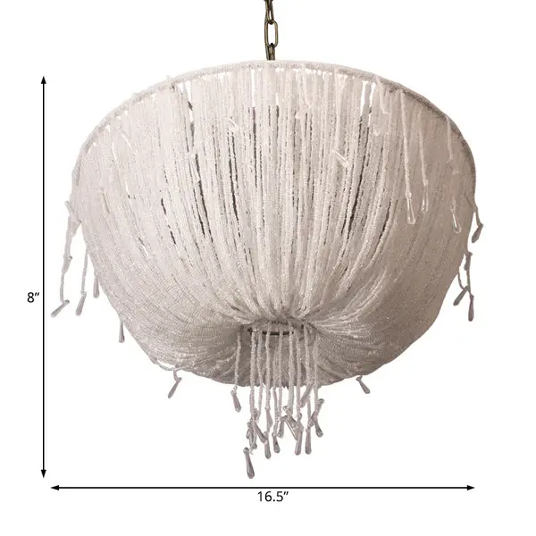 Contemporary Dome Hanging Chandelier Crystal 3 Bulbs Suspension Airy White Dining Room