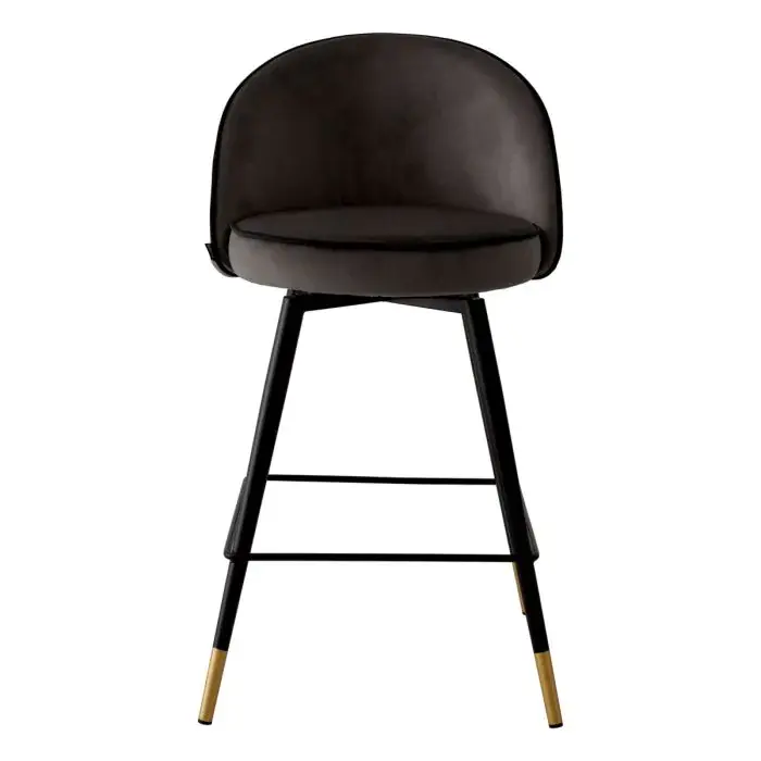Cooper Set 2 Counter Stools - Roche Dark Grey Plush