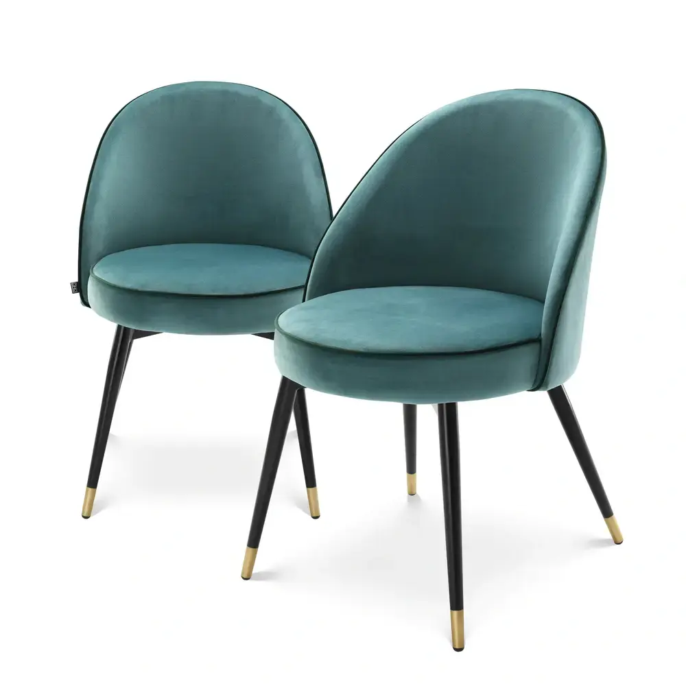 Cooper Set 2 Dining Chairs - Roche Turquoise Velvet