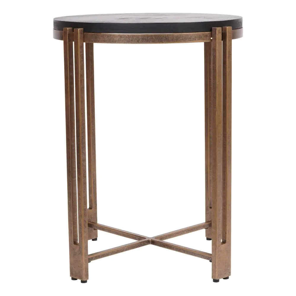 Dalston Side Table - Midnight Wood & Champagne