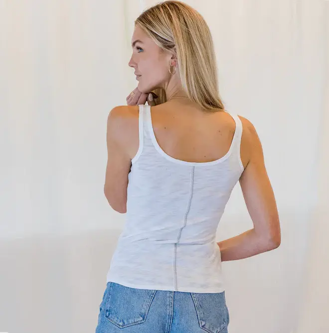 Double Layer Pima Tank, Snow