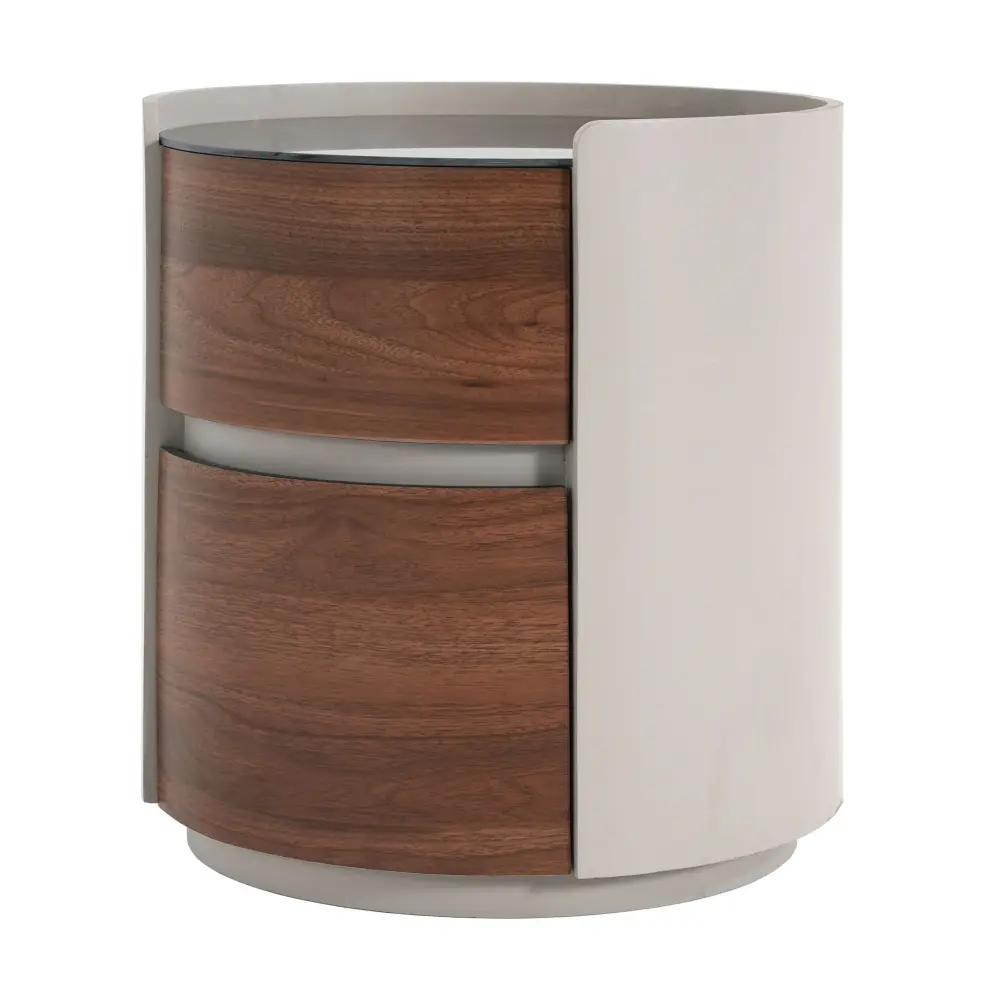 Italian Retro Double Storage Round Side Table - Pewter Brown