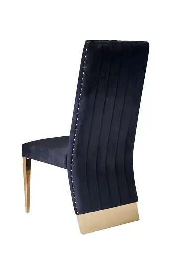 Modrest Keisha - Modern Black Velvet and Gilded Dining Chair Set 2