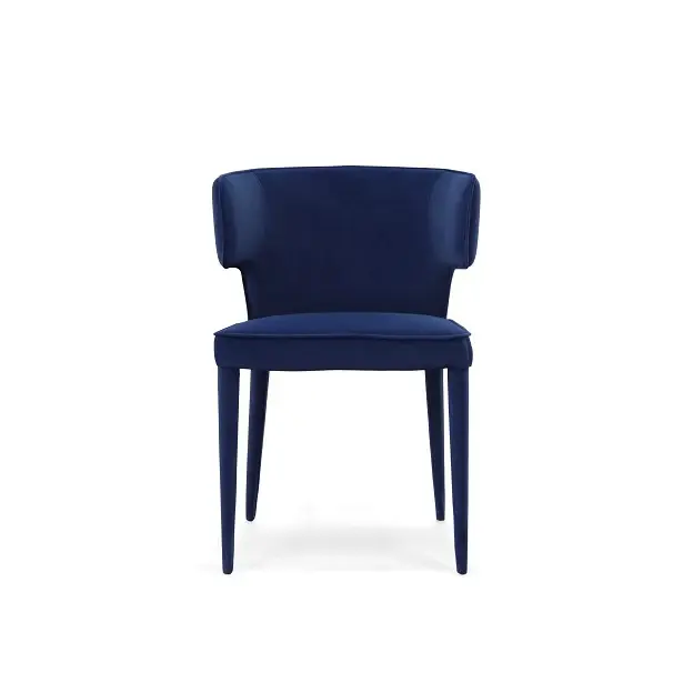 Modrest Lucero - Modern Blue Plush Dining Armchair
