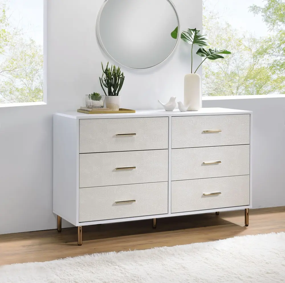 Myles - Dresser - White Champagne / Gilded Dual Temperature Zones