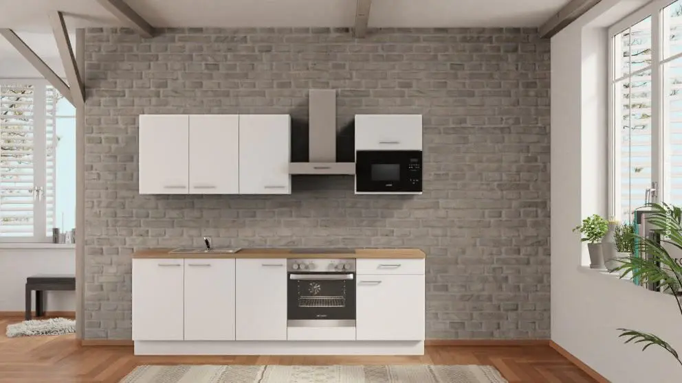 nobilia apartment kitchen Korschenbroich 255 cm alpine white satin oak Sierra --