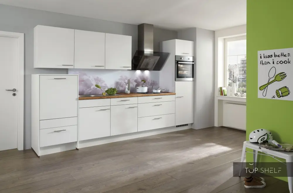 nobilia kitchen unit Laser 427 Alpine pearl 435 Decor Flower 330 cm configurable --