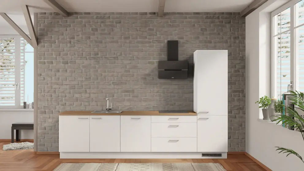 nobilia kitchen Weimar 330 cm Alpine white dull Oak Provence refrigerator & dishwasher