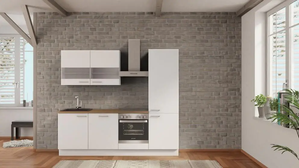 nobilia Pantry kitchen Velbert 240 cm Alpine white flat Oak Sierra --