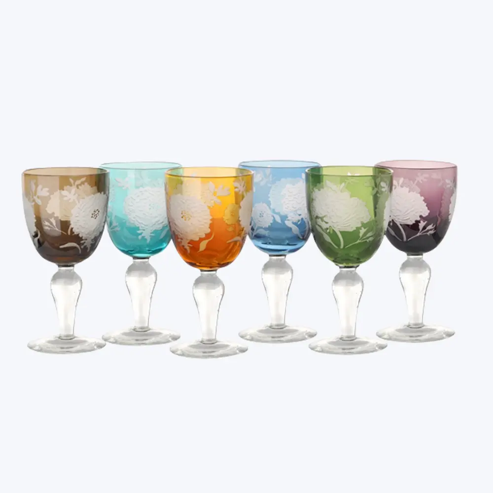 Peony Multicolor Wine Glasses, Adjust 6