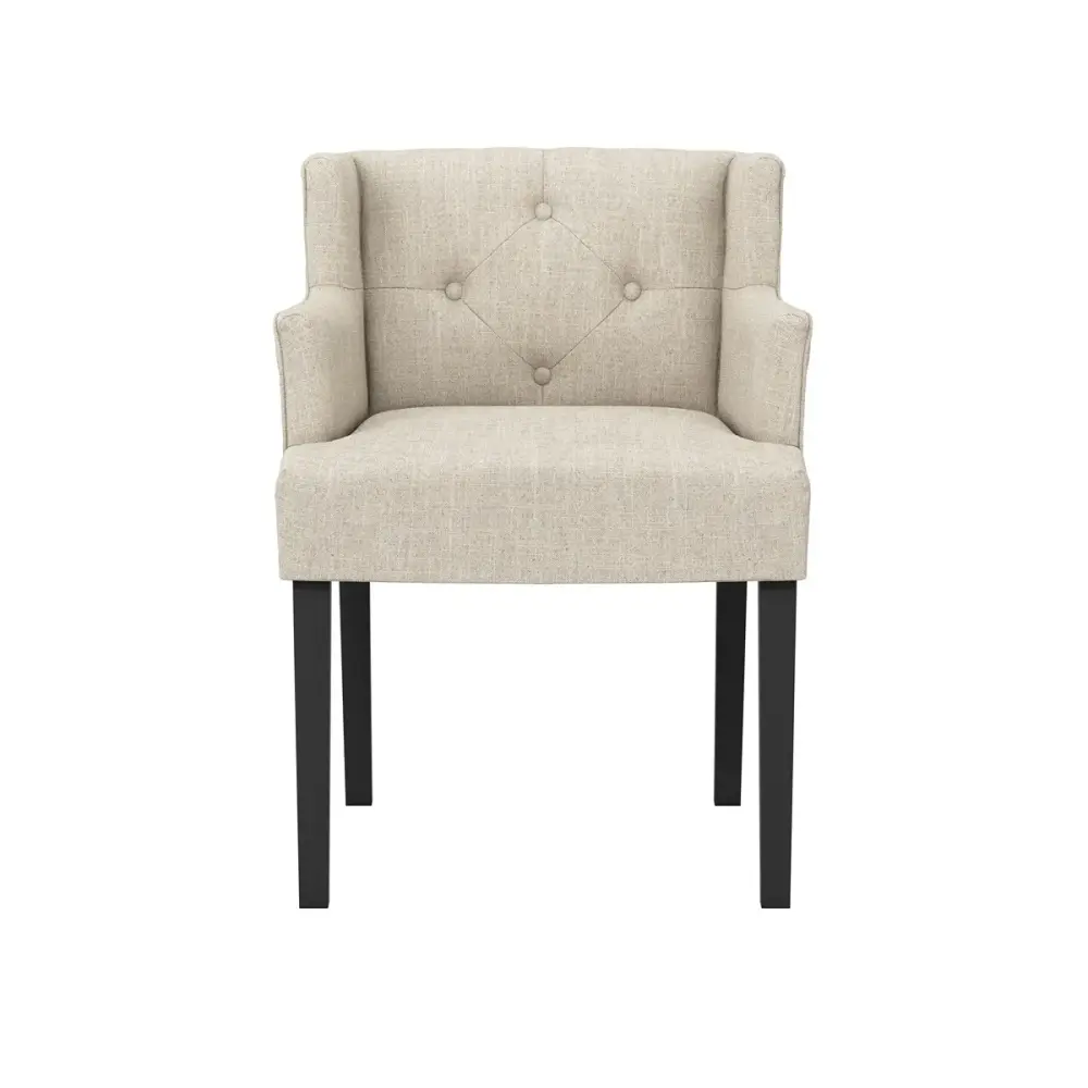 Stainless Steel Ari Winged Dining Armchair - Stone