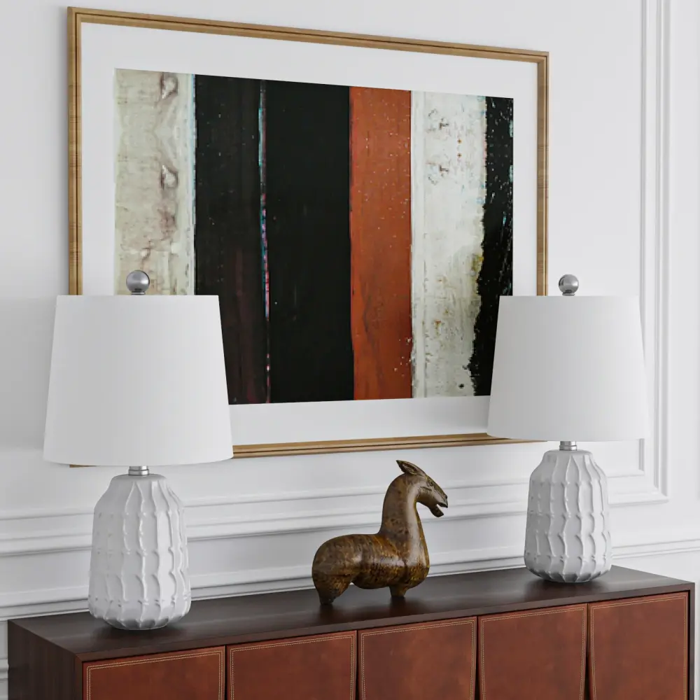 19'' White Gorgeous Ceramic Table Lamp Living Room/bedroom (Set 2) #T166