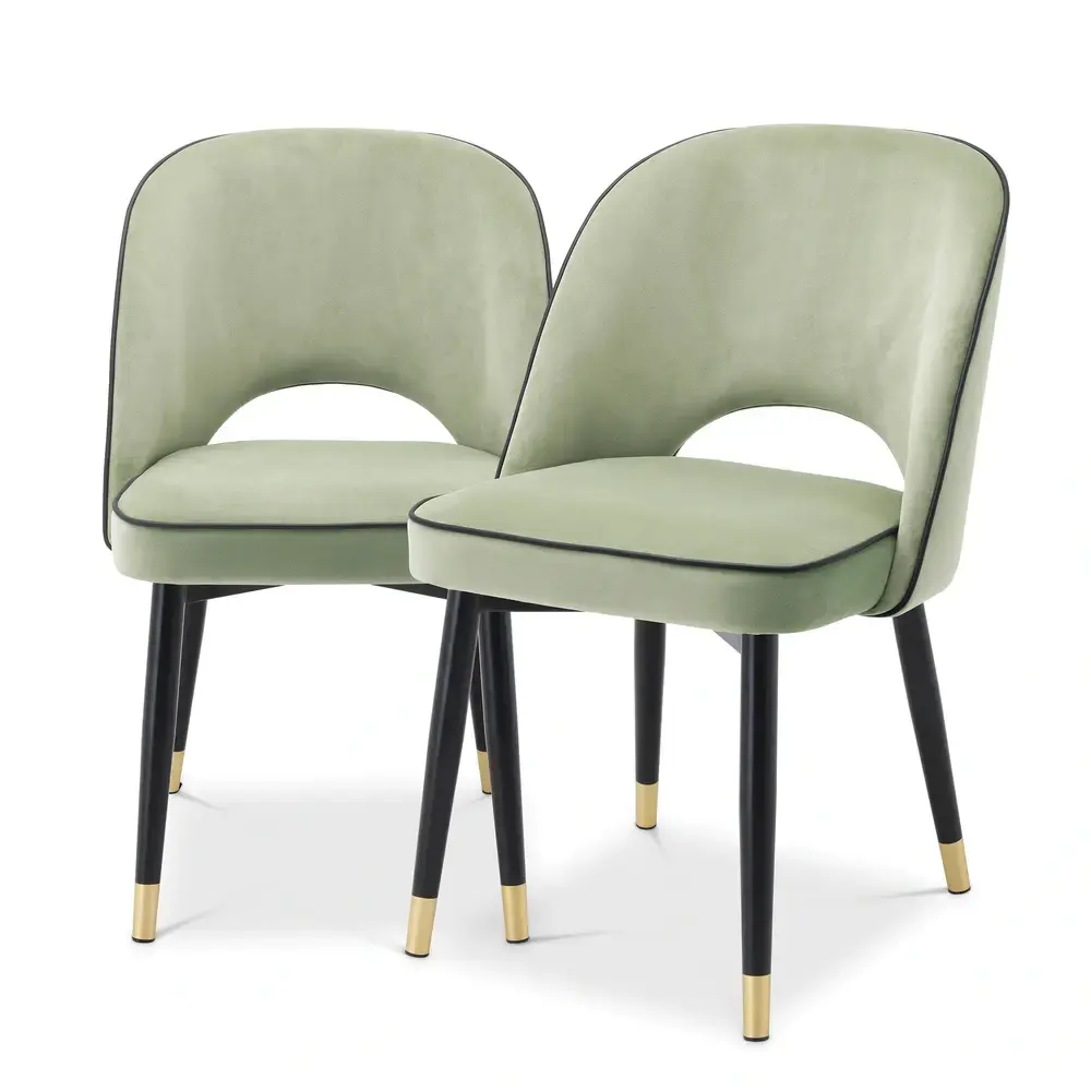 Cliff Set 2 Dining Chairs - Savona Pistache Green Velvety