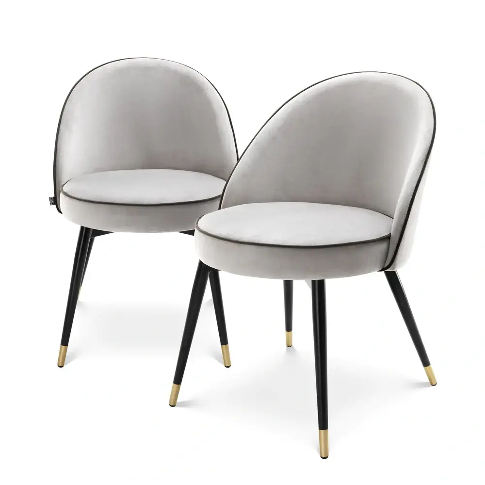 Cooper Set 2 Dining Chairs - Roche Light Grey Velvet