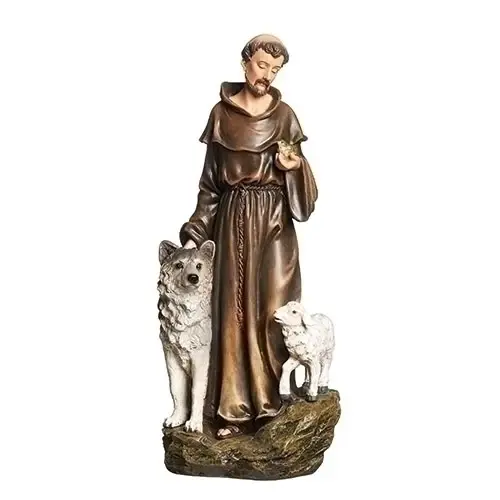 St Francis Wolf and Lamb Statue 9.75" - Renaissance Collection