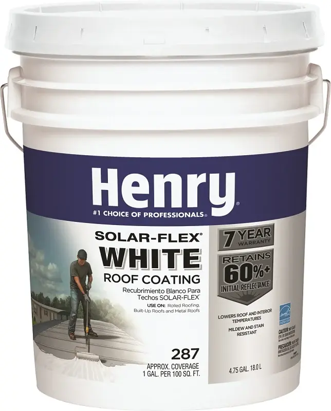 Henry HE287SF871 Elastomeric Roof Coating, Pearl, 5 gal Pail, Cream