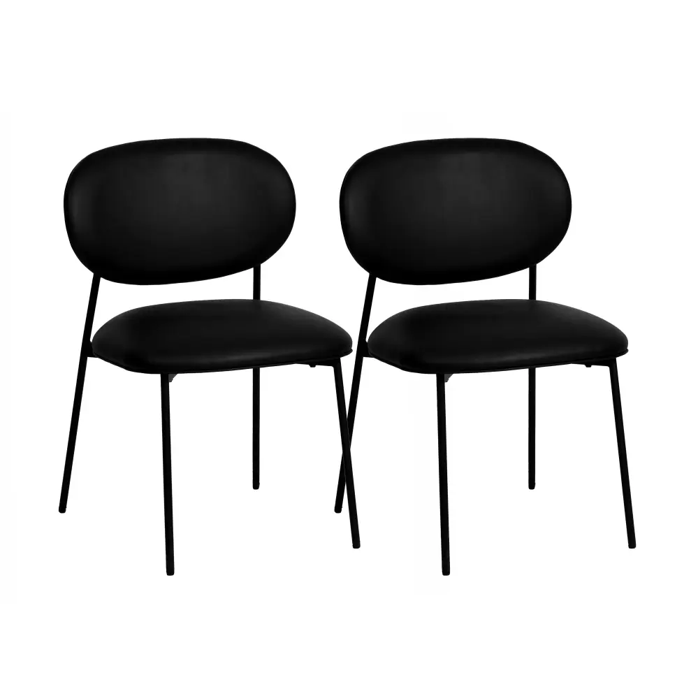 McKenzie Black Performance Vegan Leather Stackable Dining Chair - Set 2