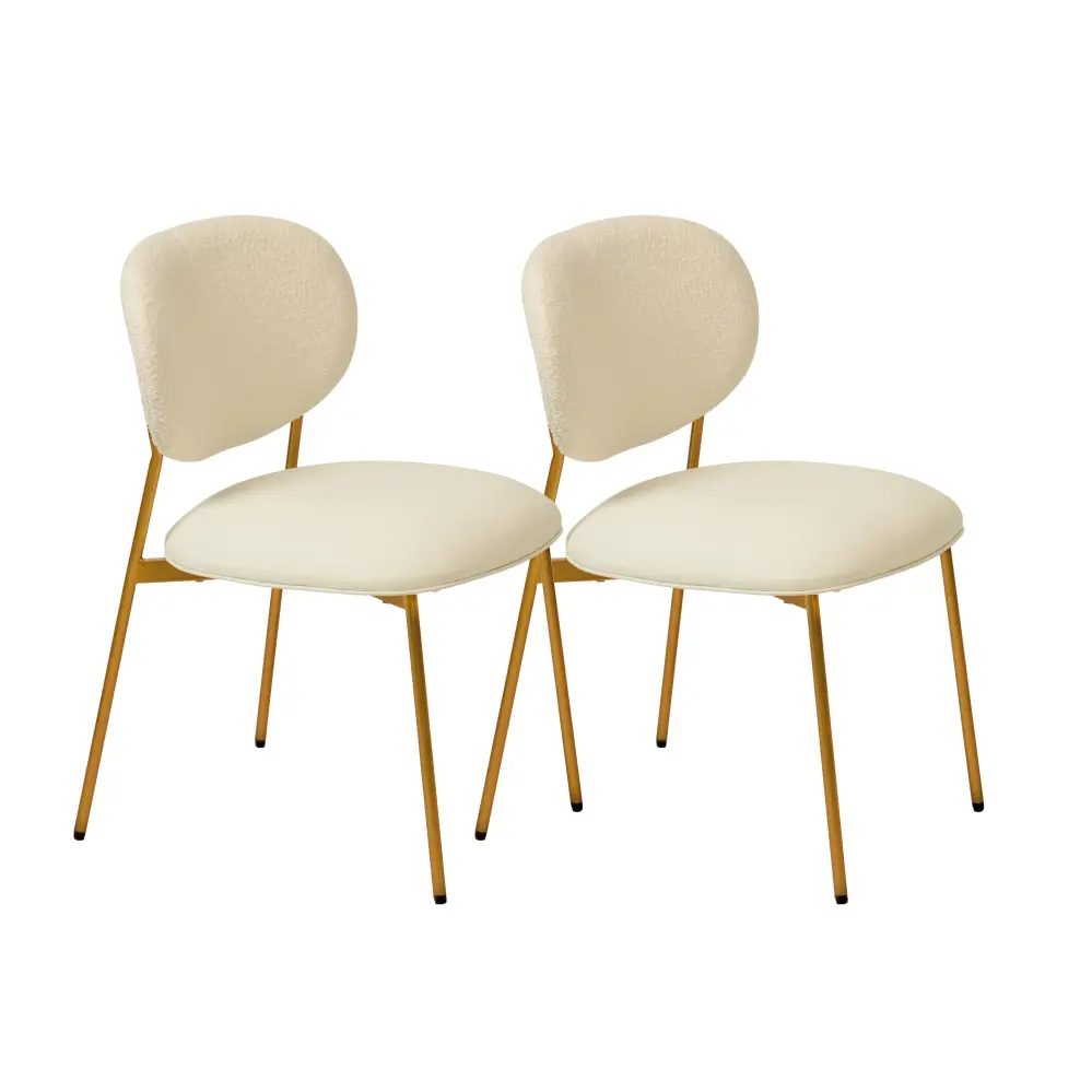 McKenzie Cream Boucle & Performance Vegan Leather Layered Dining Chair - Set 2 Foil Cutter