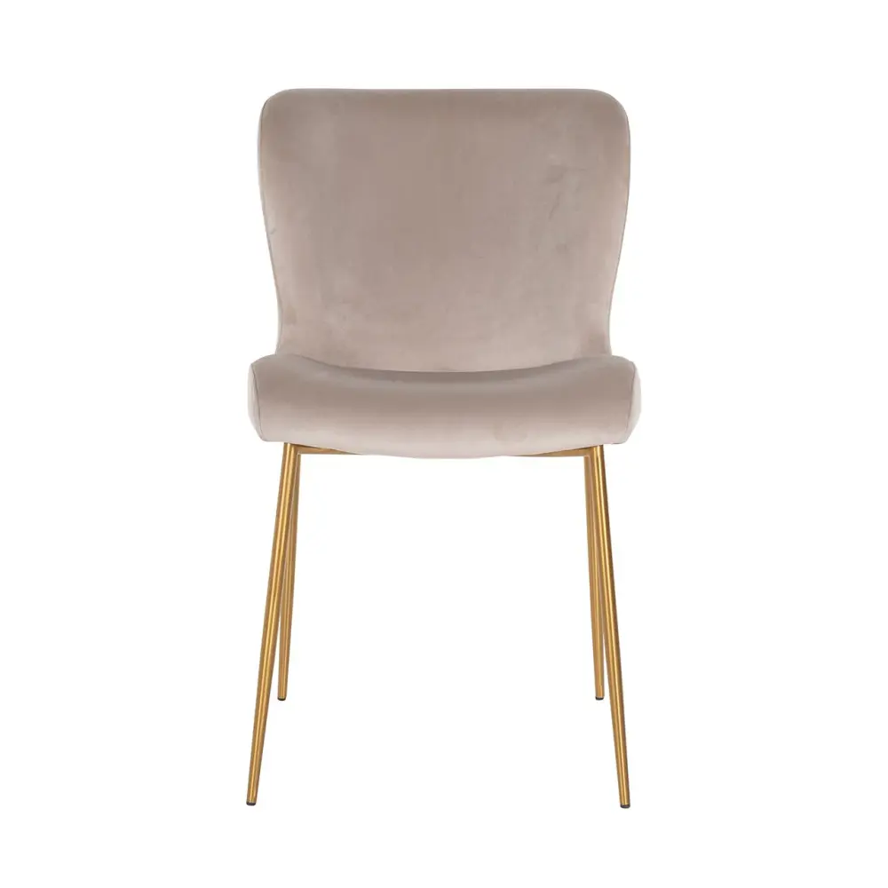 Odessa Set 2 Dining Chairs - Khaki Velvet & Brushed Golden