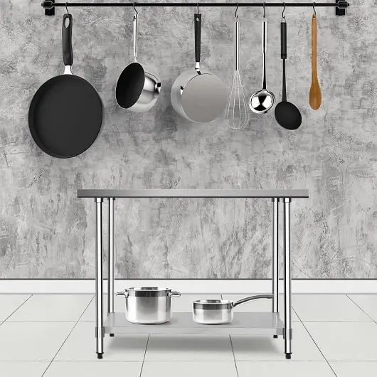 Costway Diamond-Pattern 30 x 48 Inch Stainless Steel Table Commercial Kitchen Worktable, TL30205