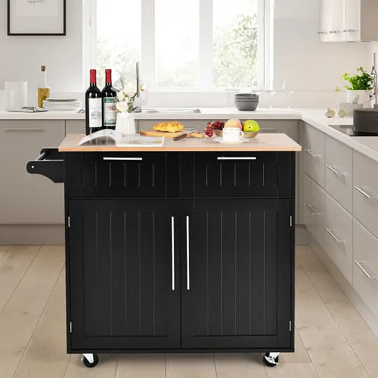 Costway High-Quality Heavy Duty Rolling Kitchen Cart Tower Holder and Drawer, Jet Black, HW55461BK