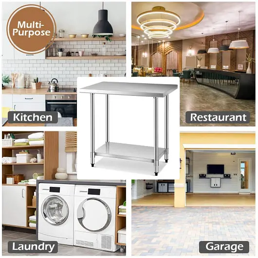 Costway 24 x 36 Inch Stainless Steel Commercial Kitchen Food Prep Table, TL35283