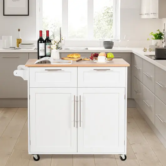 Costway Next-Generation Heavy Duty Rolling Kitchen Cart Tower Holder and Drawer, White, HW55461WH