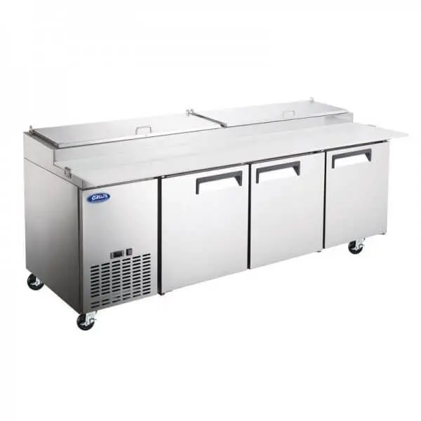 Grista Pizza Prep Table - 3 Door, 24 Cubic Feet, 92 , GRPZ-3D