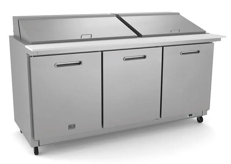 Kelvinator Fast Commercial 3-door mega top preparation table, 70'', R290 refrigerant gas, +33/+41°F, stainless ...