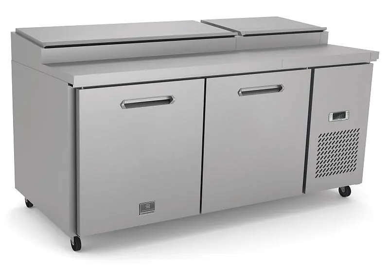 Kelvinator Jumbo Commercial 2-door pizza preparation table, 72", R290 refrigerant gas, +33/+41°F, stainless steel, 7...