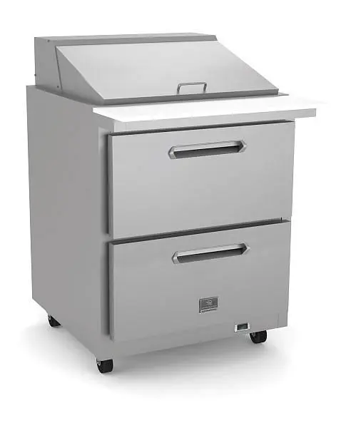 Kelvinator Powerful Commercial 2-drawer mega top preparation table, 29", R290 refrigerant gas, +33/+41°F, stainless ...