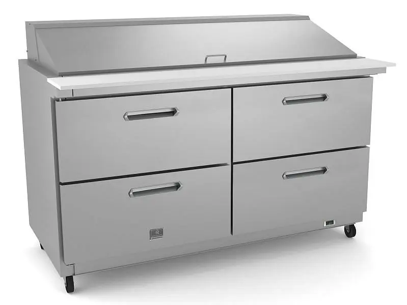 Kelvinator Strong Commercial 4-drawer mega top preparation table, 60'', R290 refrigerant gas, +33/+41°F, stainl...