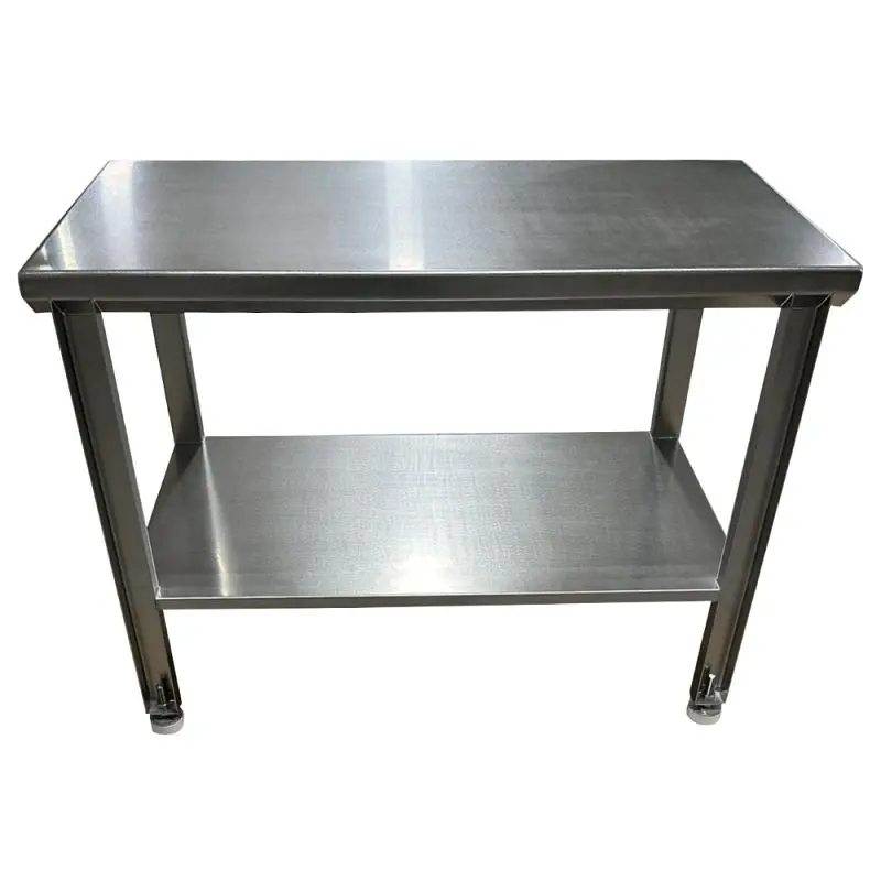 SSL Industries Stainless Alloy Steel Table (48"L x 30"W x 35"H) Adjustable UHMW Pads & Lower Shelf, SSL...