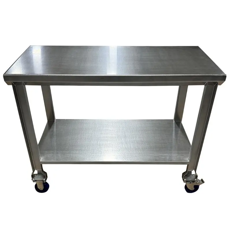 SSL Streamlined Industries Stainless Metal Steel Table (72"L x 24"W x 35"H) Casters & Lower Shelf, SSL-...