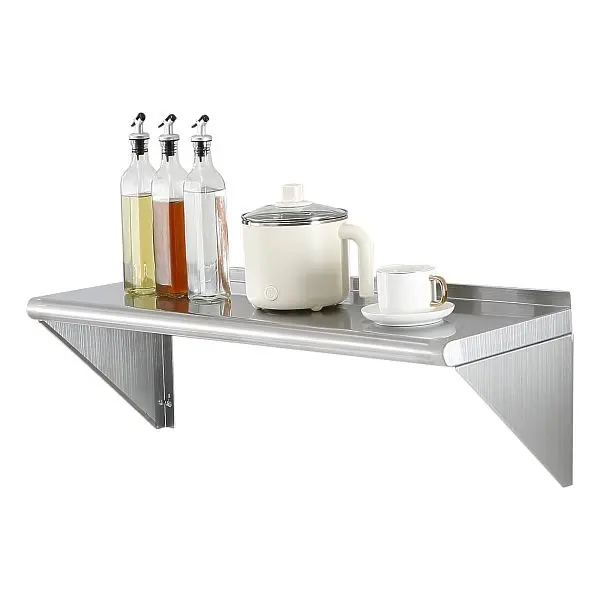 VEVOR 12" x 36" Stainless Steel Shelf, Wall Mounted Floating Shelving Brackets, 250 lbs Load Capacity Commercial...
