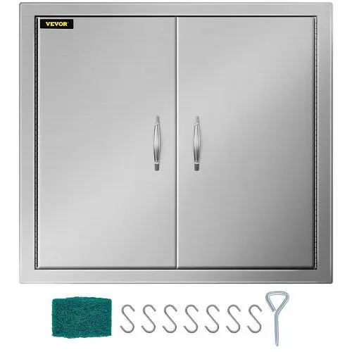 VEVOR 26" x 24" Outdoor Kitchen / BBQ Island Wood Stainless Carbon Steel Double Access Door Usa, 26YC304BXGSCCGM...