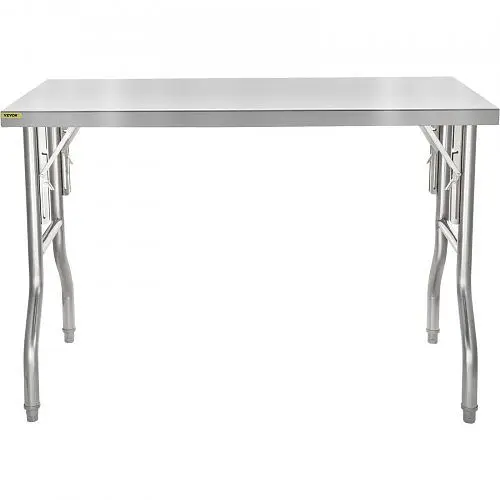 VEVOR 48 x 30" Folding Commercial Prep Table Commercial Worktable Workstation, Heavy-Duty Stainless Spring Steel Fold...