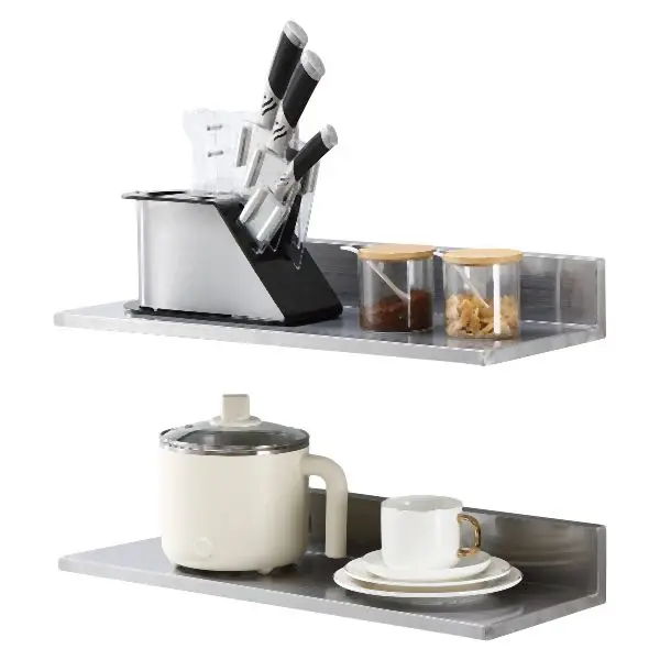 VEVOR 8.6" x 24" Stainless Steel Shelf, Wall Mounted Floating Shelving Backsplash, 44 lbs Load Capacity, 2 Pack,...