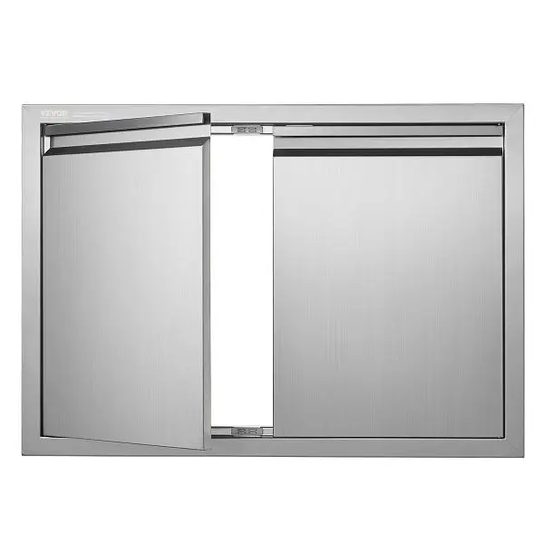 VEVOR BBQ Access Door, 30W x 21H"Double Outdoor Kitchen Door, Stainless Alloy Steel, Wall Vertical Door Recessed Hand...