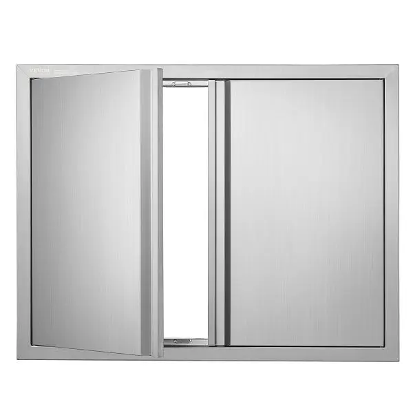 VEVOR BBQ Access Door, 31W x 24H"Double Outdoor Kitchen Door, Stainless Steel, Wall Vertical Door Recessed Handles, S...
