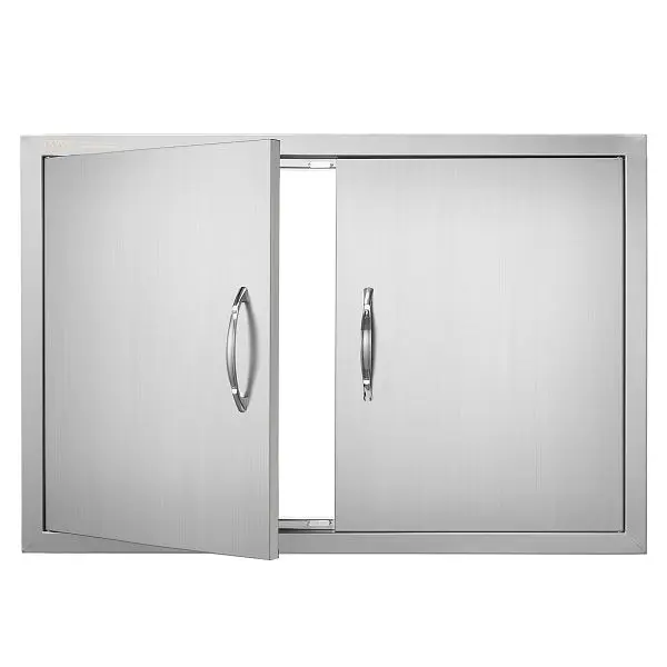 VEVOR BBQ Access Door, 33W x 22H"Double Outdoor Kitchen Door, Gel Stainless Mild Steel, Wall Vertical Door Handles, S...