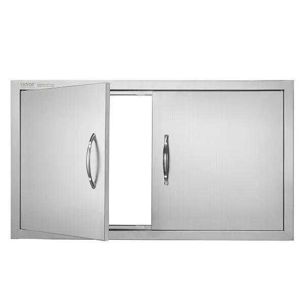 VEVOR BBQ Access Door, 34W x 19H"Double Outdoor Kitchen Door, Stainless Steel, Wall Vertical Door Handles, SMMBSCJMYS...