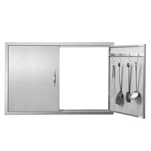 VEVOR BBQ Access Door, 39W x 26H"Double Outdoor Kitchen Door, Oil Stainless Mild Steel, Wall Vertical Door Handles an...