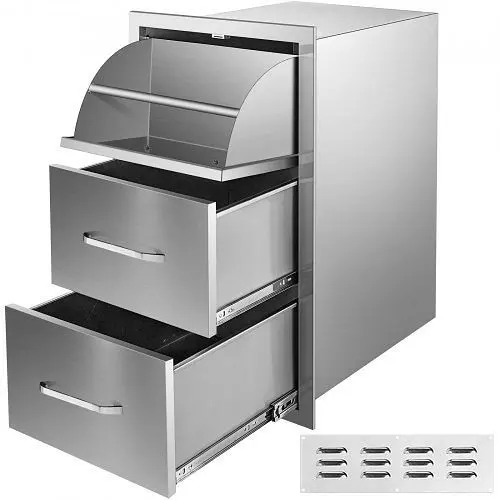 VEVOR Certified Flush triple access drawer raised style height triple drawer, 30" x 17", stainless steel, PAPER ...