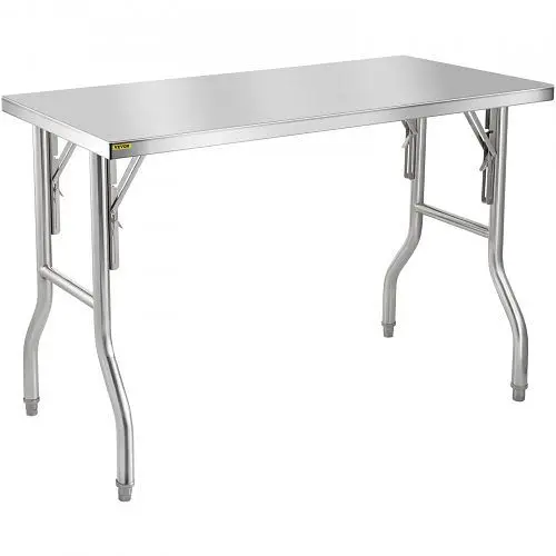 VEVOR Commercial Stainless Metal Steel Folding Work Prep Tables Open Kitchen 48" x 24", CFGZT24X48YC00001V0