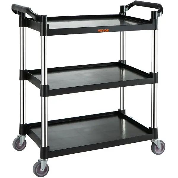 VEVOR Corrosion-Resistant Functionality Service Cart, 3 Shelf Heavy Duty 154LBS Food Service Cart, FWT83X40X95CM1LXQV0