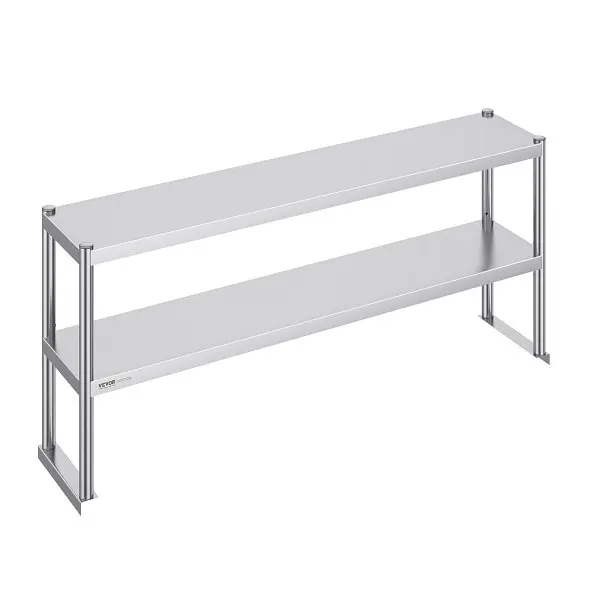 VEVOR Double Overshelf, Double Tier Stainless Steel Overshelf, 12 x 60 Inch Double Deck Overshelf, CFBXGGZTSCSJ5XMMKV0